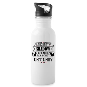 Crazy Cat Lady - Trinkflasche mit integriertem Trinkhalm - Weiß - Rechts