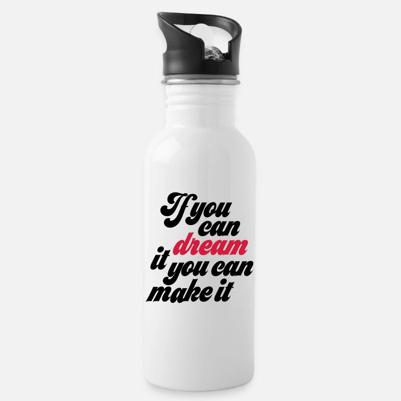Motivation - Trinkflasche mit integriertem Trinkhalm - Weiß