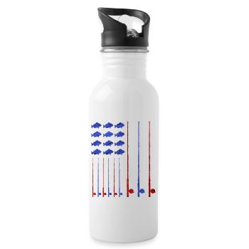 fishing - Water bottle with straw - white - Right