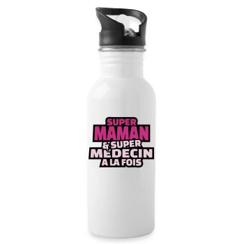 super maman et super médecin à la fois - Gourde avec paille intégrée - blanc - Droite