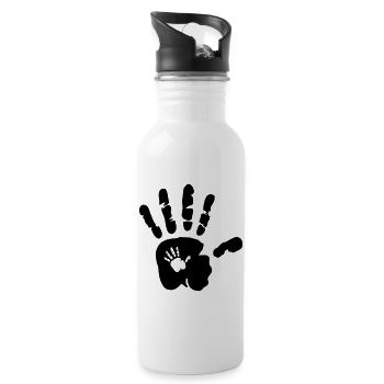 Hand in hand - hands - mama - baby - papa - child - Water bottle with straw - white - Right
