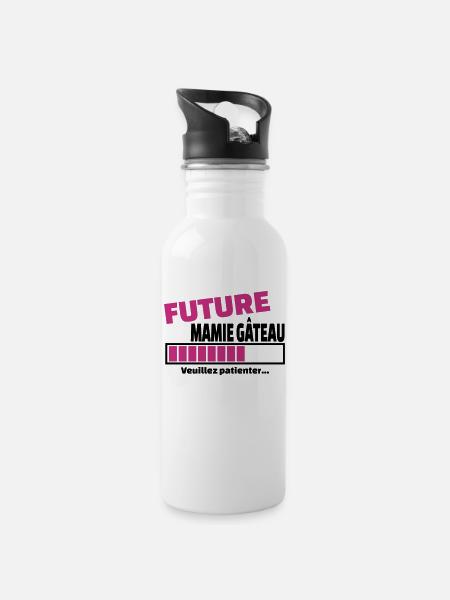 future mamie gâteau - Gourde avec paille intégrée - blanc