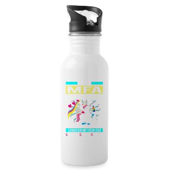 MFA Prinzessin - Einhorn Kardio Glitzer - Trinkflasche mit integriertem Trinkhalm - Weiß - Rechts