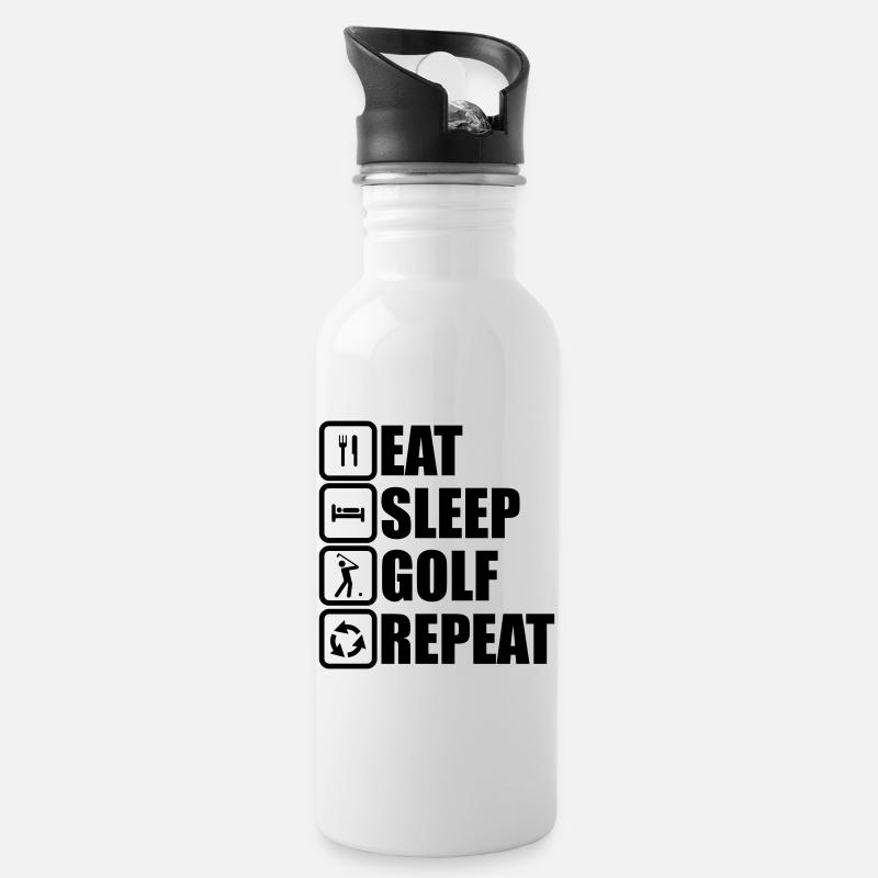 eat sleep golf repeat - Water bottle with straw - white
