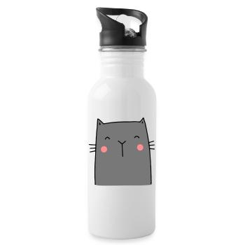 Cat Kitten Hangover I Cadeau pour des amis de chat - Gourde avec paille intégrée - blanc - Droite