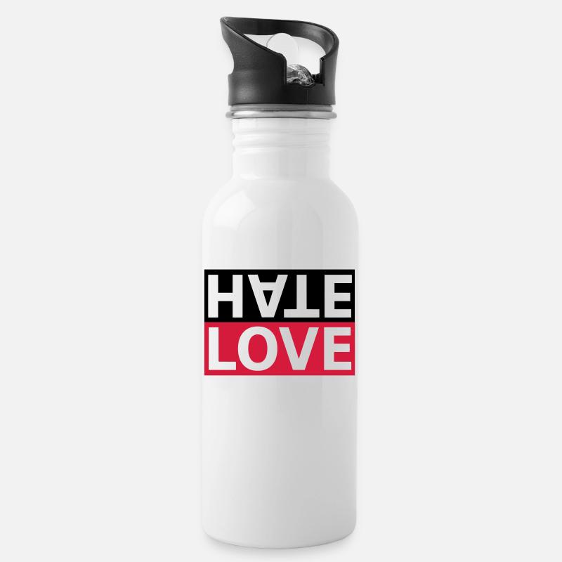 Haine Love Hate Déclaration d'amour - Gourde avec paille intégrée - blanc