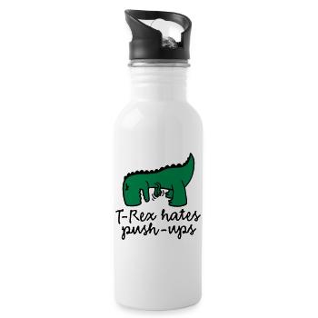 T-Rex hates push-ups - Water bottle with straw - white - Right