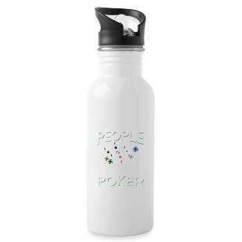 Work is for people wo can't play Poker - Trinkflasche mit integriertem Trinkhalm - Weiß - Rechts