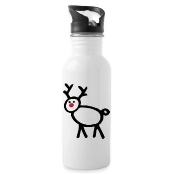 Stick Figure cerf renne motif drôle - Gourde avec paille intégrée - blanc - Droite