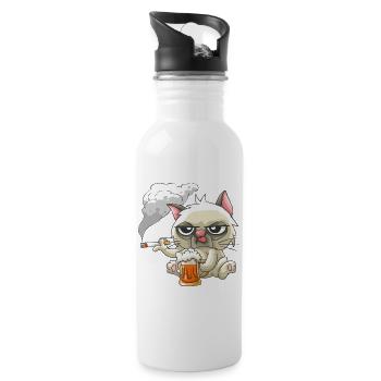 Bad Cat - Trinkflasche mit integriertem Trinkhalm - Weiß - Rechts
