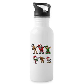 Dabbing Santa DAB reindeer Elf Christmas gift - Water bottle with straw - white - Right