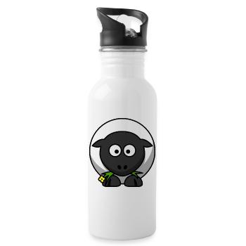 Moonlit Night Sheep Cartoon - Water bottle with straw - white - Right