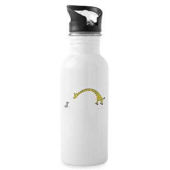 Giraffe mit Maus - Trinkflasche mit integriertem Trinkhalm - Weiß - Rechts