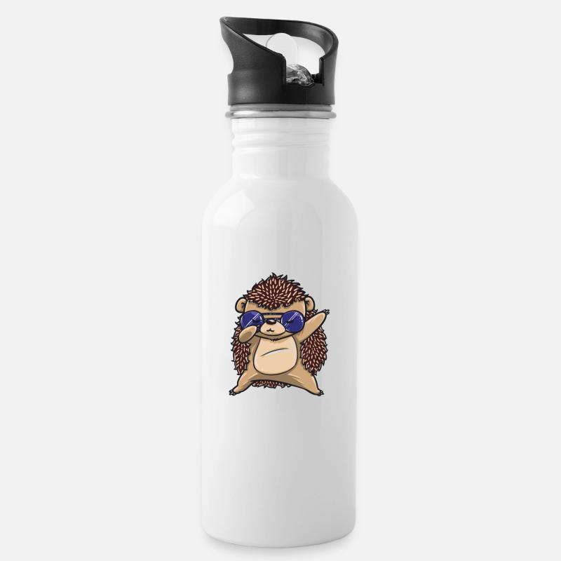 Dabbing dab hedgehog dab cadeau d'anniversaire drôle - Gourde avec paille intégrée - blanc