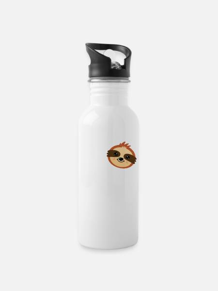 Nope - Note Today - Lazy Sloth - Trinkflasche mit integriertem Trinkhalm - Weiß