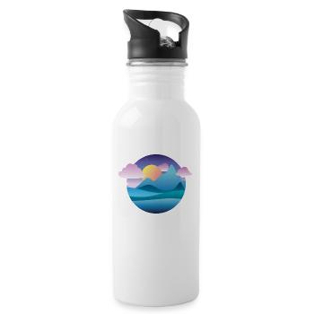 Blue Mountains Sunset Gift Hiking Cloud - Water bottle with straw - white - Right