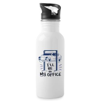 Car mechanic love passion garage workshop - Water bottle with straw - white - Right