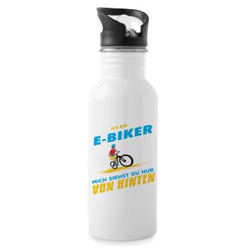 E-Bike Pedelec E Biker Fahrrad E Bike Geschenk - Trinkflasche mit integriertem Trinkhalm - Weiß - Rechts