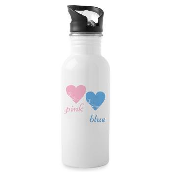 Pink Or Blue We Love Baby Birth Pregnancy - Water bottle with straw - white - Right