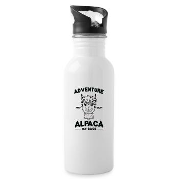 Cadeau de chemise de vacances d'alpaga d'aventure douce voyage - Gourde avec paille intégrée - blanc - Droite