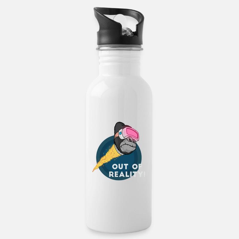 Gorilla Virtualreality Monkey Affe Nerd Computer - Trinkflasche mit integriertem Trinkhalm - Weiß