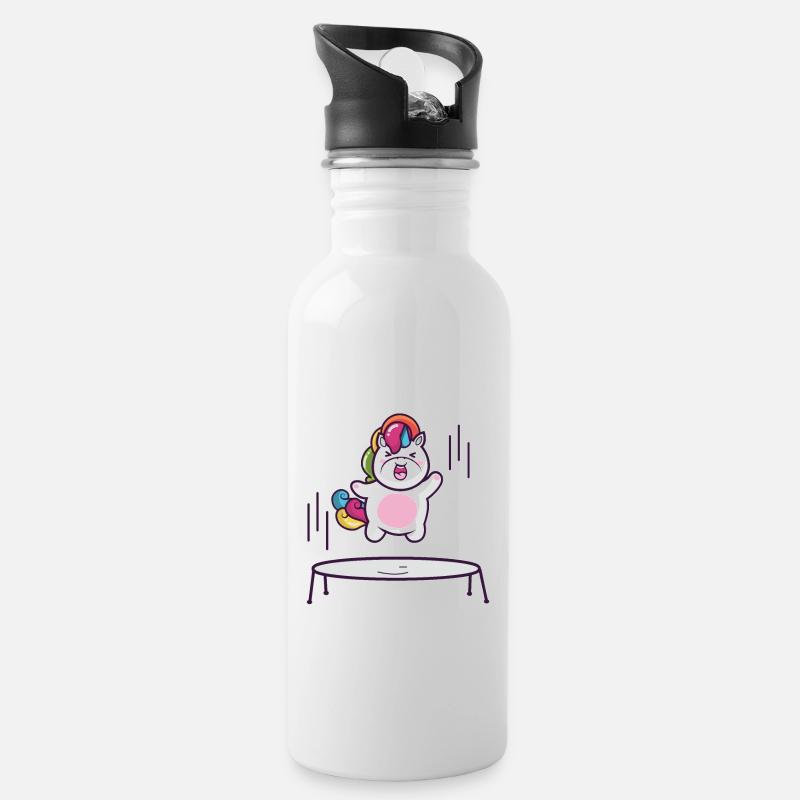 Unicorn trampoline - Trinkflasche mit integriertem Trinkhalm - Weiß
