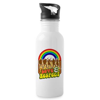 Dance Colorful Rainbow Love And Respect T-Shirt - Water bottle with straw - white - Right