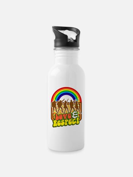 Dance Colorful Rainbow Love And Respect T-Shirt - Water bottle with straw - white