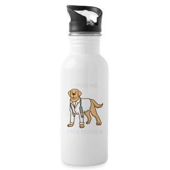 Dog - Doctor - Doctor - Trust - Gift - Water bottle with straw - white - Right