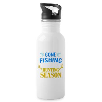 Fishing and hunting gift idea - Water bottle with straw - white - Right