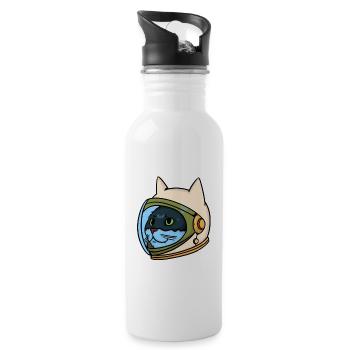 Astro cat - astronaut - cat - kitten - space - Water bottle with straw - white - Right