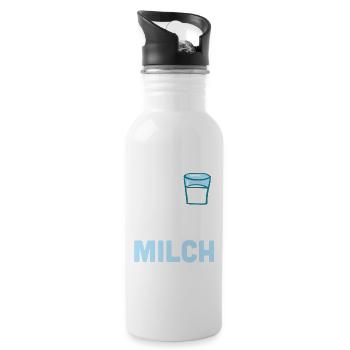 J'aime le lait - le verre de lait - Gourde avec paille intégrée - blanc - Droite