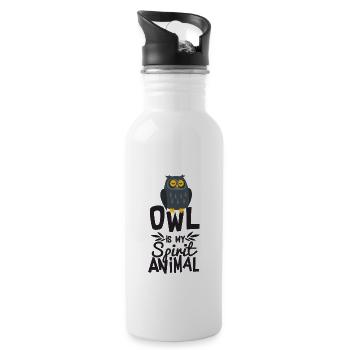 Perfect Owl Is My Spirit Animal Funny T Shirt - Water bottle with straw - white - Right