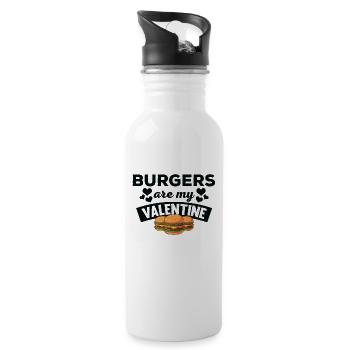 Lustige Burger sind mein Valentinsgruß-T-Shirt - Trinkflasche mit integriertem Trinkhalm - Weiß - Rechts
