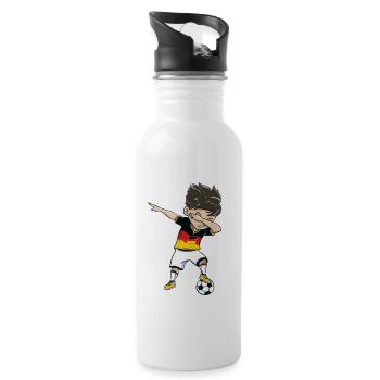 Fußball Weltmeisterschaft Deutschland Geschenk Dab - Trinkflasche mit integriertem Trinkhalm - Weiß - Rechts