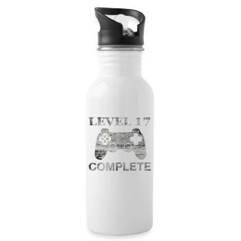 17 Jahre - 17. Geburtstag Level 17 Complete Shirt - Trinkflasche mit integriertem Trinkhalm - Weiß - Rechts
