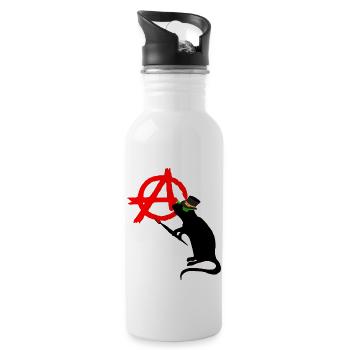 punk rock rat - Trinkflasche mit integriertem Trinkhalm - Weiß - Rechts