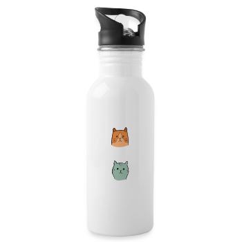 Crazy Cat Type Cat lover Cat Meow - Water bottle with straw - white - Right