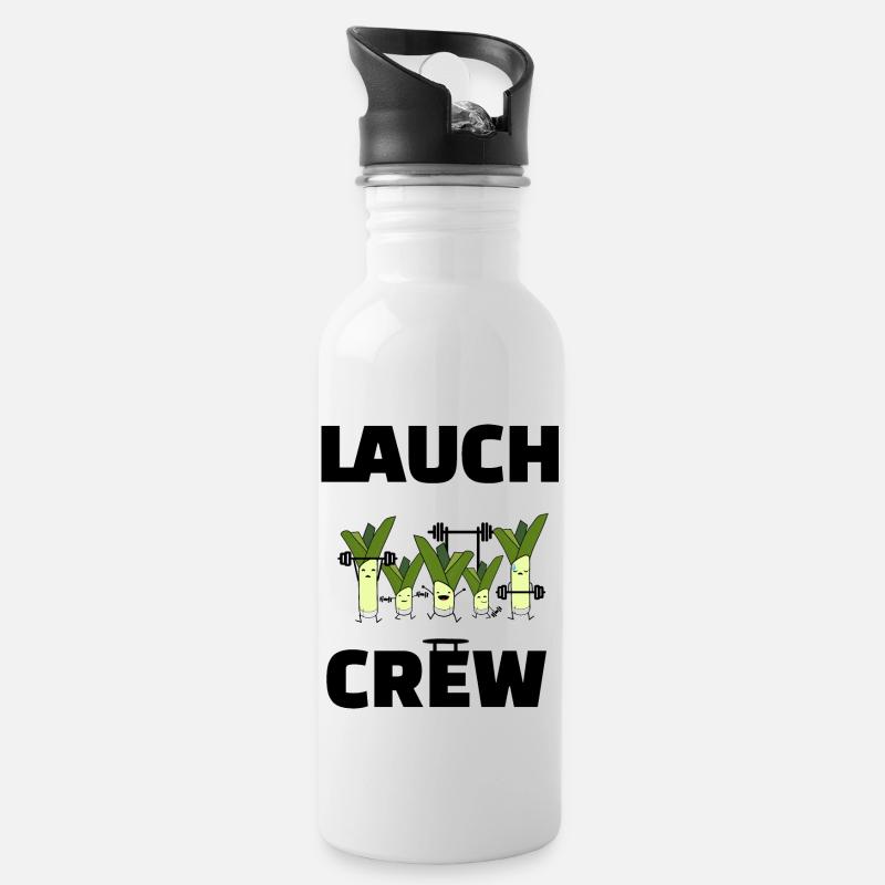 Lauch Crew Eine Gang aus Lauchs - Trinkflasche mit integriertem Trinkhalm - Weiß