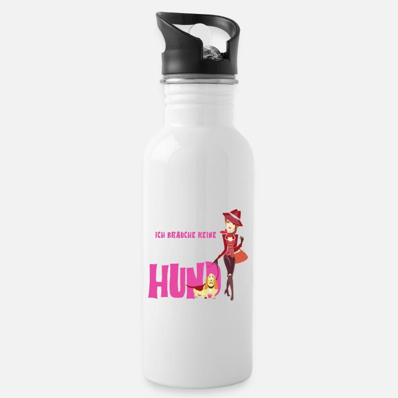 chien femmes hommes chiens argent cadeau - Gourde avec paille intégrée - blanc