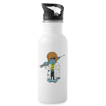 Doktor Zombie - Halloween Monster Spritze Arzt Tod - Trinkflasche mit integriertem Trinkhalm - Weiß - Rechts