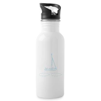Blaupause segeln Segelboot Segelschiff Geschenk - Trinkflasche mit integriertem Trinkhalm - Weiß - Rechts