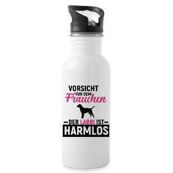 Labrador Retriever - Trinkflasche mit integriertem Trinkhalm - Weiß - Rechts