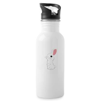 Lapins - Lapins - Lapins - Amour - Gourde avec paille intégrée - blanc - Droite