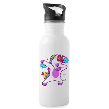 Unicorn Dabbing mignon - cadeau drôle - Gourde avec paille intégrée - blanc - Droite