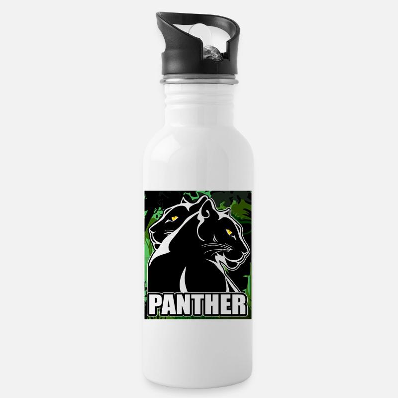 panthère - Gourde avec paille intégrée - blanc
