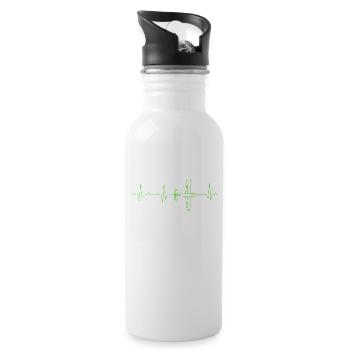 Flugzeug EKG Herzschlag - Trinkflasche mit integriertem Trinkhalm - Weiß - Rechts