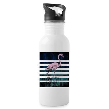 Pink flamingo - Water bottle with straw - white - Right