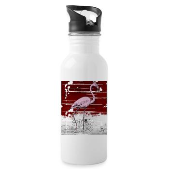 Pink flamingo - Water bottle with straw - white - Right