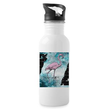 Pink flamingo - Water bottle with straw - white - Right